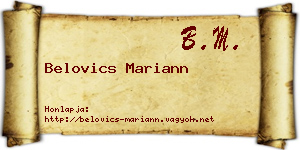 Belovics Mariann névjegykártya